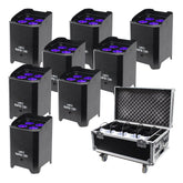 8x LEDJ Rapid QB1 Hex IP LED Uplighter IP54 Batterie Éclairage extérieur LED sans fil